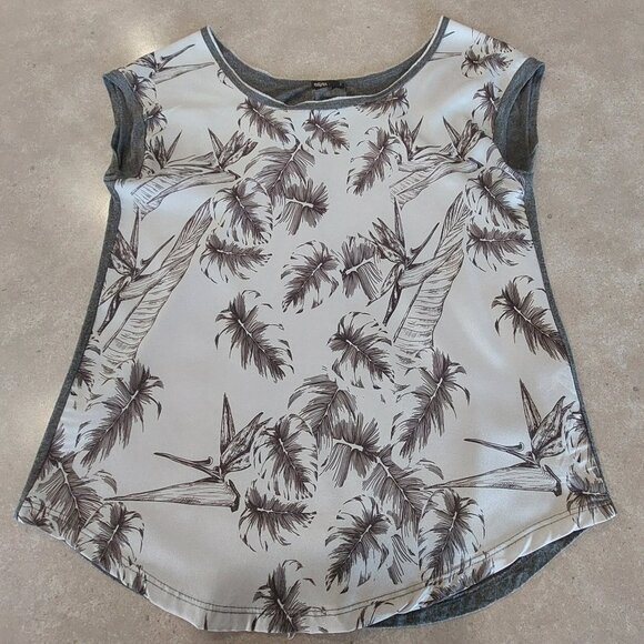 EDISTA Women's Cap Sleeves Multi-Floral Leaves Print Top w/Solid Knit Back - SML - Picture 5 of 11